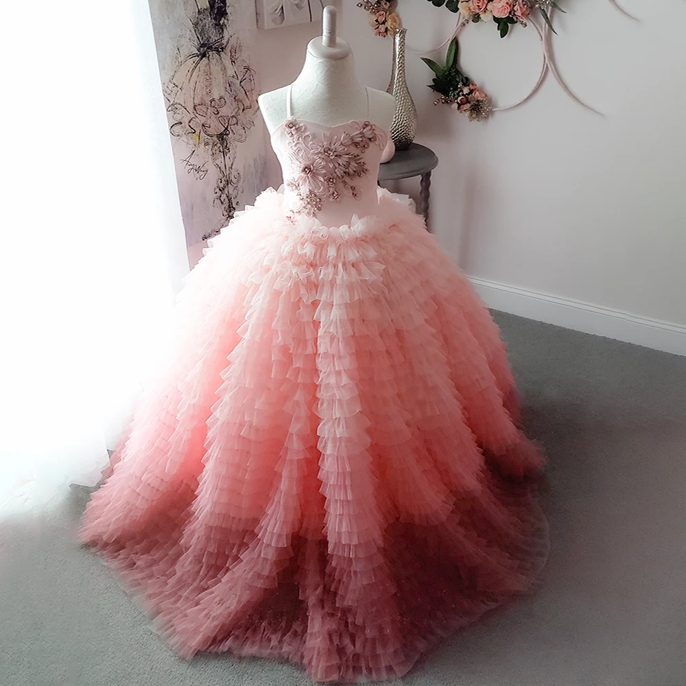 

Layers Ball Gown Gradient Girl Party Dresses Girl Princess Dress Tulle Baby Girl Dress Vestidos de la celebridad Christmas