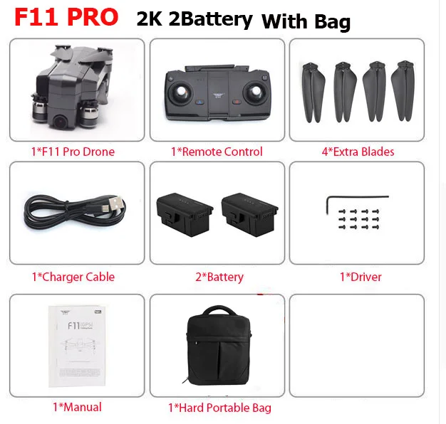 F11 POR 2K 2B Bag SJRC F11/F11 PRO gps 5G Wifi FPV с 2K широкоугольной камерой 28 минут время полета бесщеточный складной Радиоуправляемый Дрон Квадрокоптер RTF Дрон - Цвет: F11 POR 2K 2B Bag
