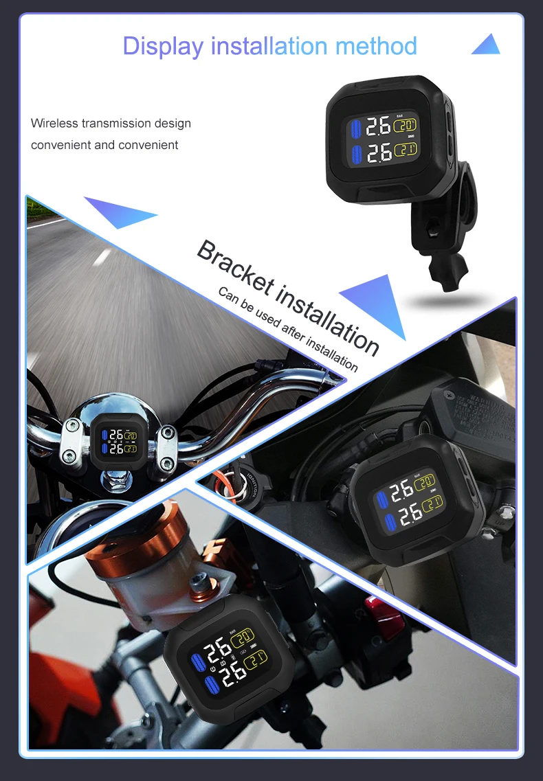 Водонепроницаемый Мотоцикл tpms датчик давления в шинах в режиме реального времени беспроводной мини внешний/внутренний датчик система контроля давления в шинах
