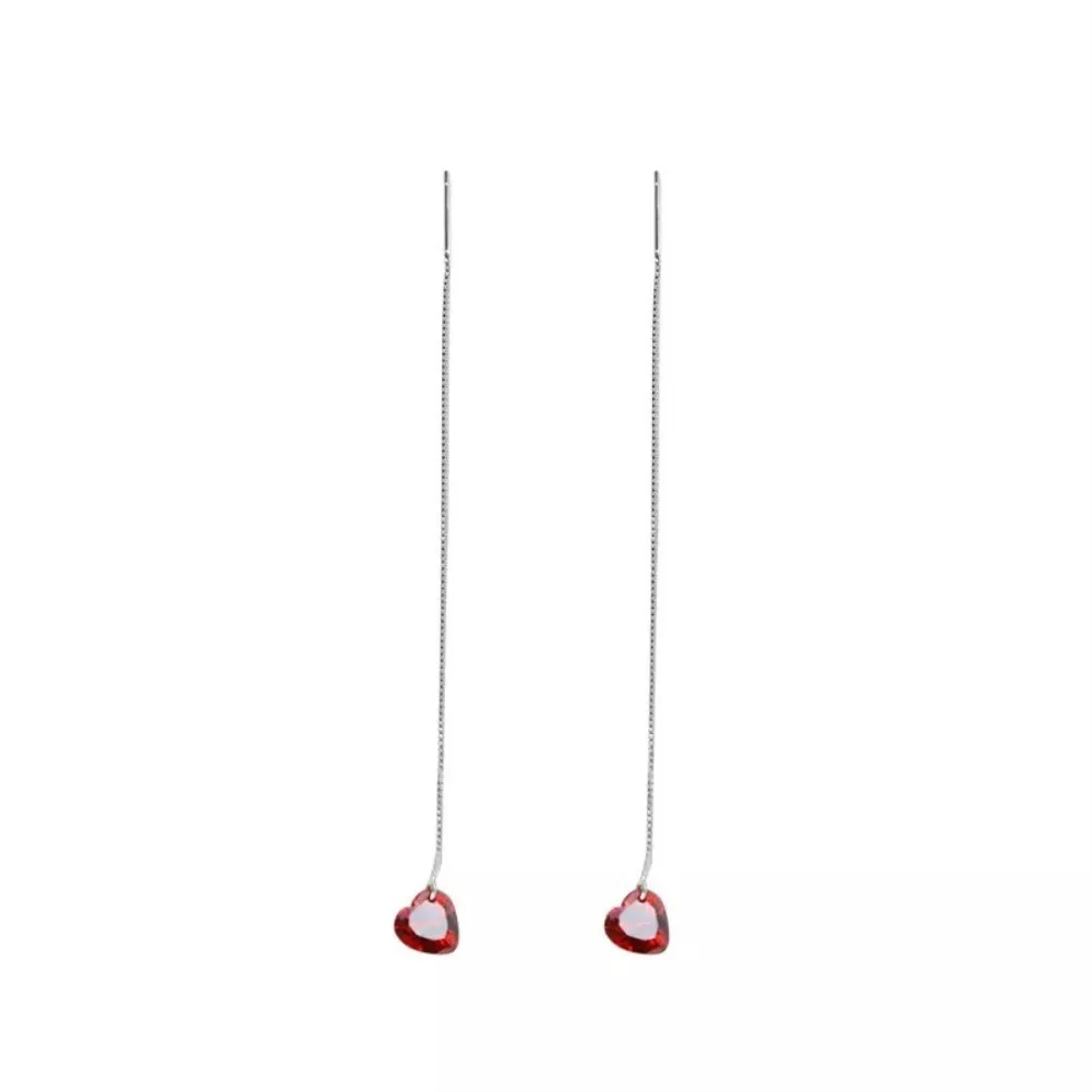 

ZEMIOR 925 Sterling Silver Long Tassel Drop Earrings For Women Cute Heart Cubic Zirconia Earring Valentine's Day Gift Jewelry