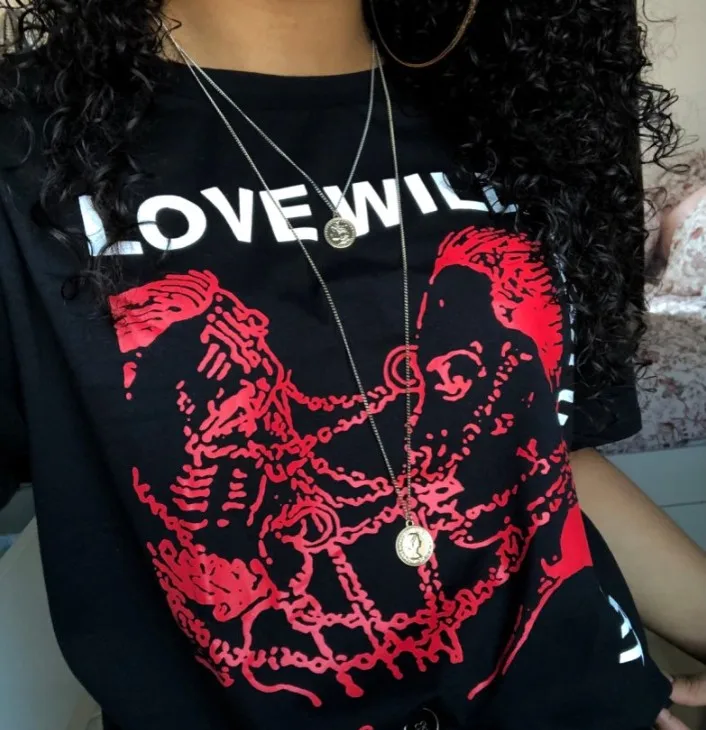 HAHAYULE JBH Любовь разорвет нас Графический Футболка унисекс Tumblr мода гранж футболка