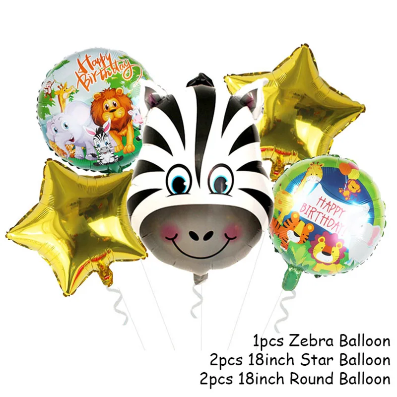 Animal Ballon Set 2 WEIGAO животные Лев зебра жираф фольгированные шары джунгли вечерние бумажная тарелка на день рождения чашка торт топперы для детей сафари подарок на день рождения - Цвет: Animal Ballon Set 2