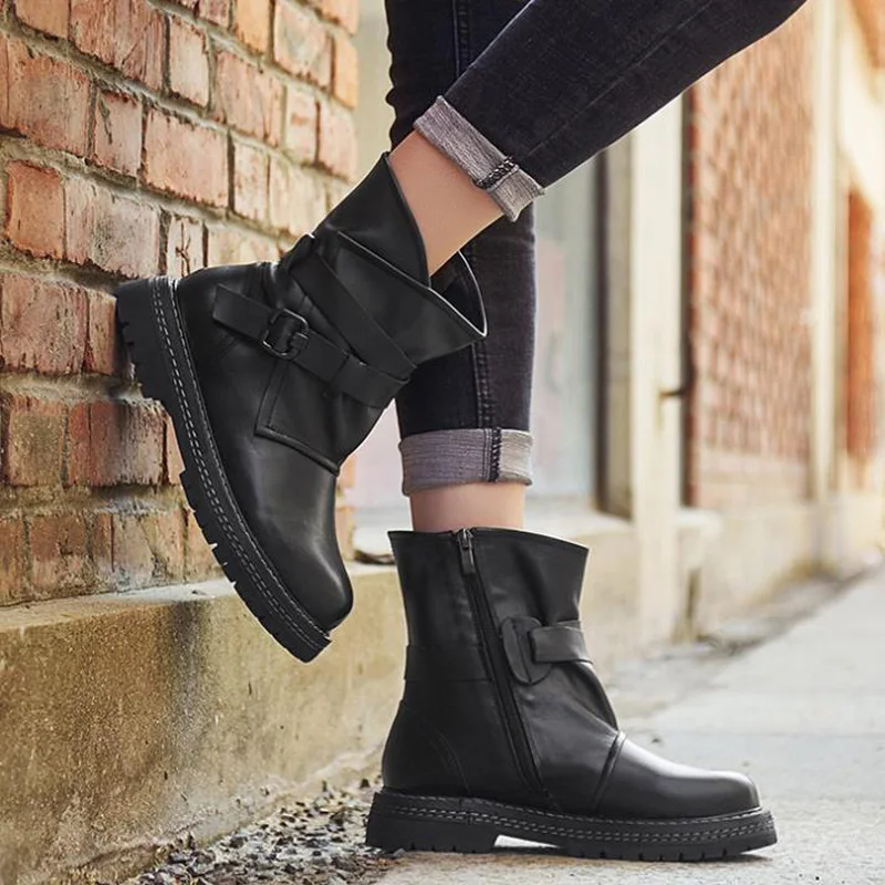 Новинка осени 2020 модные женские Ботинки Martin из натуральной кожи британские