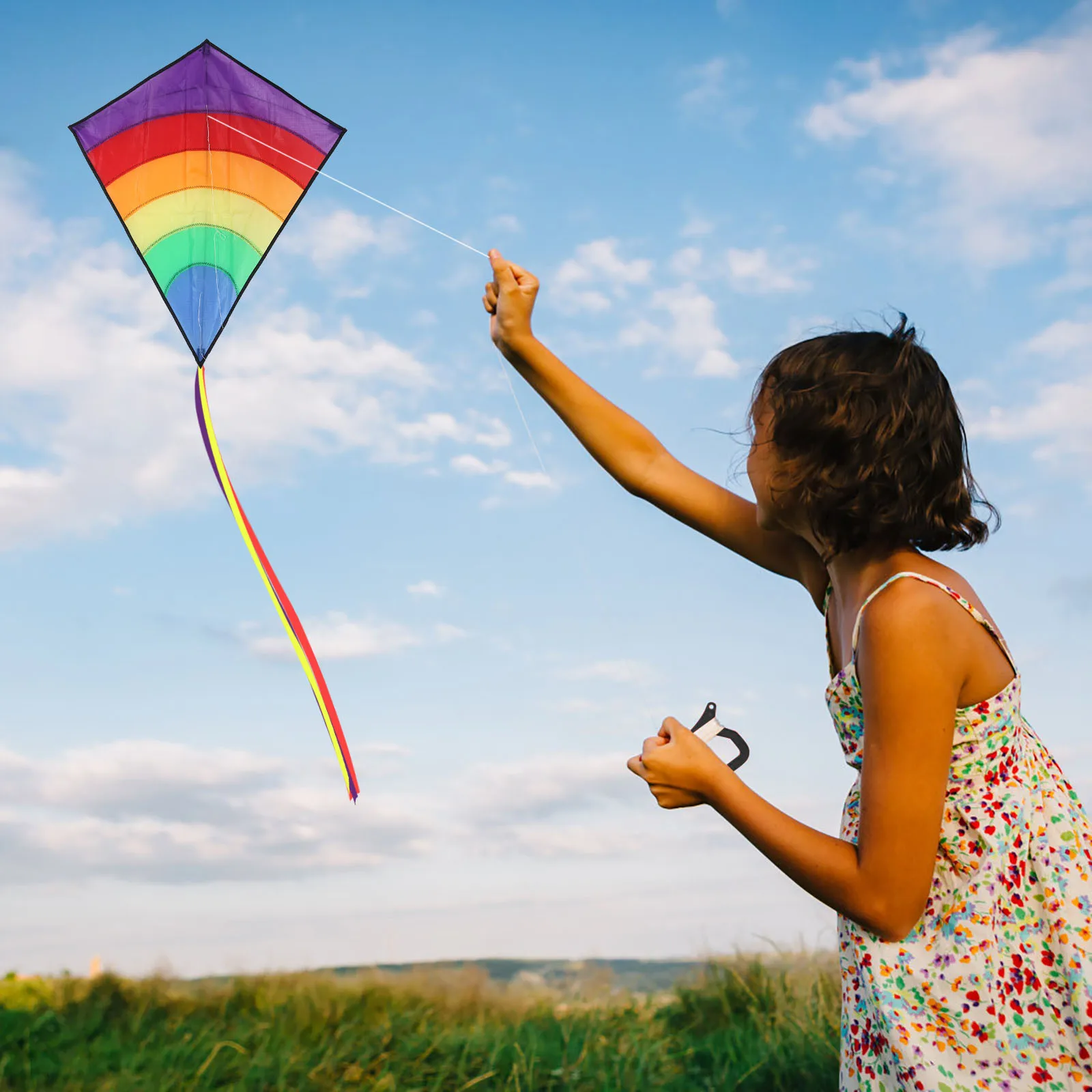 Легкий воздушный змей Easy Flyer большой Радужный гигантский красочный для активного