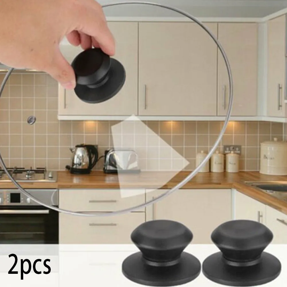

2pcs Black Pot Lid Knob Cap Cookware Pot Holding Handle Saucepan Kettle Glass Handgrip Cookware Kitchen Pan Part Accessories