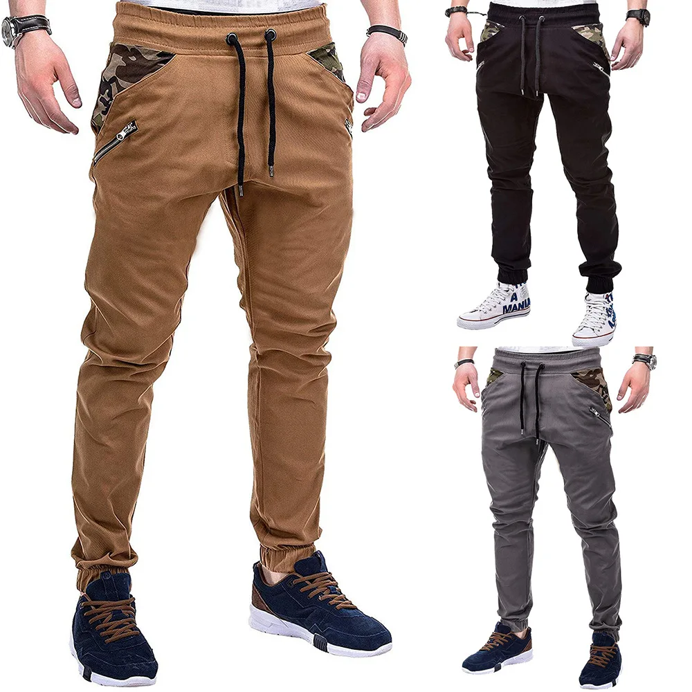 

SKU: 3435 - cross-border European yards men camouflage color matching stitching casual pants men's trousers