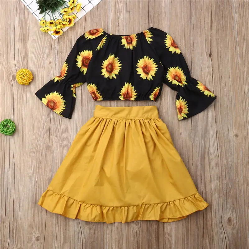 3 шт. детские топы с расклешенными рукавами юбка оборками и шорты | Мать ребенок