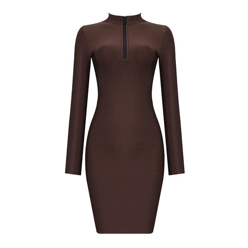 Бандажное платье с длинным рукавом v образным вырезом Мини повседневные платья