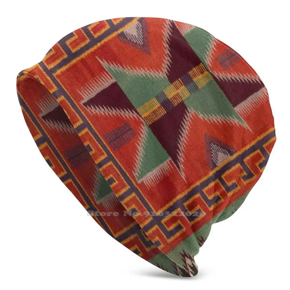 

Navajo 1890 Saddle Blanket Scan Genuine Art Beanie Autumn Winter Warm Hat Original Indigenous Navajo Art Tribal Cowboy Western