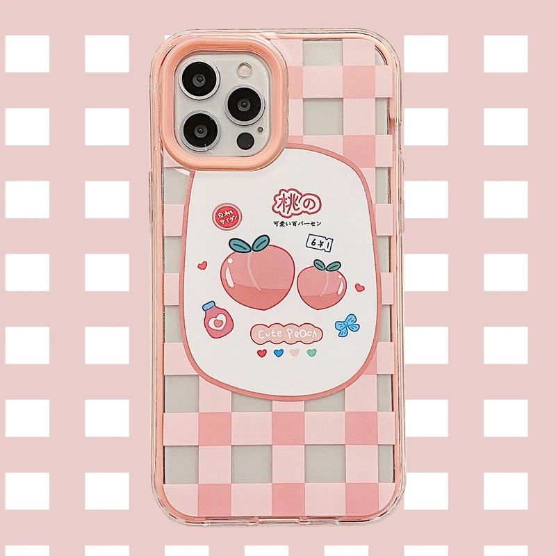 

Kawaii Japanese Cartoon Fruit Peach Drink Phone Case For iPhone 12 11 Pro Max X Xs Max Xr 7 8 Puls SE 2020 Cases Soft TPU Cover