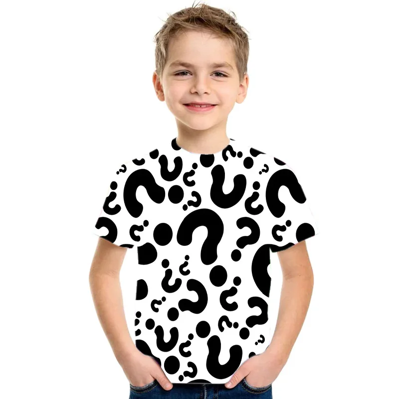 

Unisex Summer New 3D T-shirt Fashion Question Mark Digital Girls Tshirts Kawaii Boy Print t-shirt Round Neck Kids Cute Tees Tops