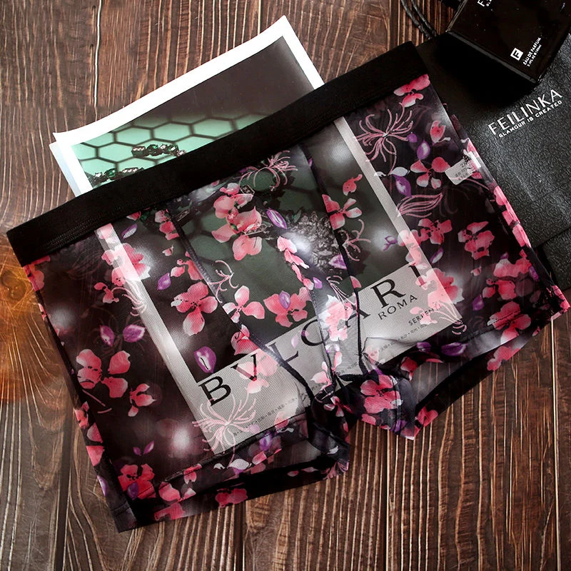 Трусы-боксеры мужские бесшовные ультратонкие пикантное нижнее белье прозрачные