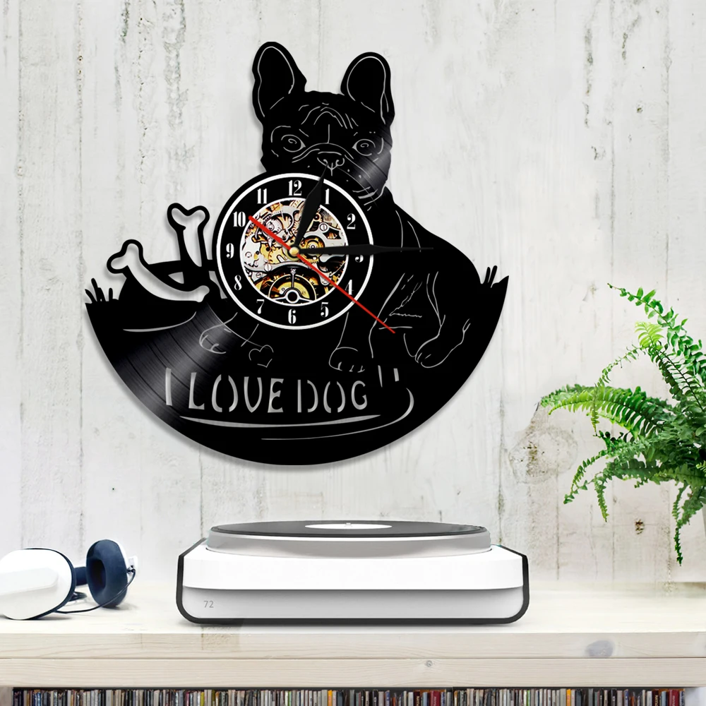 Настенные часы с изображением французского бульдога современный дизайн