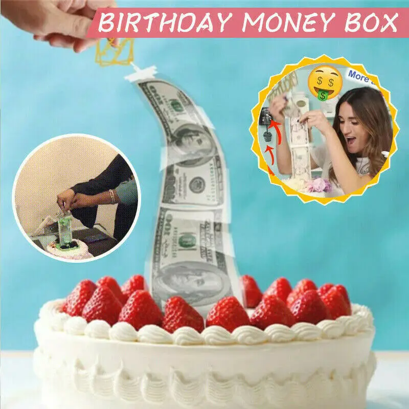 

Cake ATM Piggy Bank Pulling Safety Decoration Toy Box Cake Money Props Birthday Party Surprise Gift Funny Surprise Money Box
