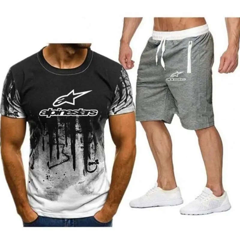 

Alpinestar Fashion T-shirt Shorts Men's Sportswear Summer Men's Suit Clothes Short-sleeved T-shirt Shorts Beach Casual Sets 2PC