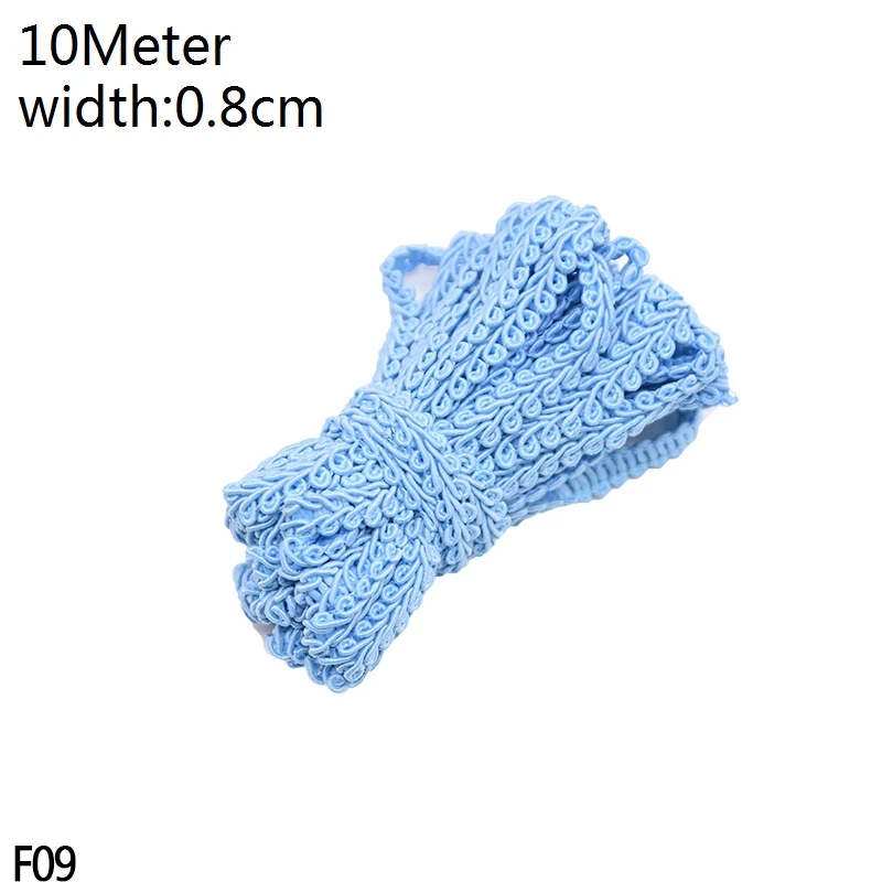 F09-10m light blue 1/3/10 ярдов ручной работы с кружевной отделкой в стиле пэчворк Материал белого и розового цветов с кружевными вставками, с узором в сердечко, лента для самодельного украшения одежды швейная фурнитура - Цвет: F09-10m light blue