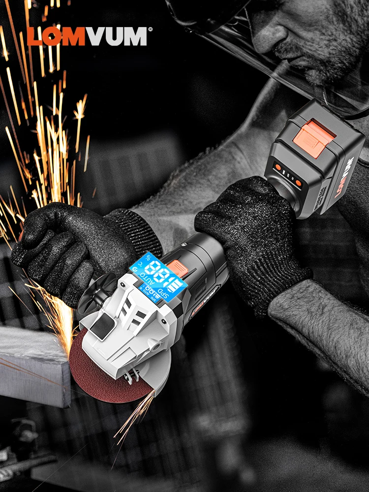 

LOMVUM 21V Cordless Angle Grinder Lithium-Ion Power Tools Brushless Angle Grinder For Polishing Cutting Machine Woodworking