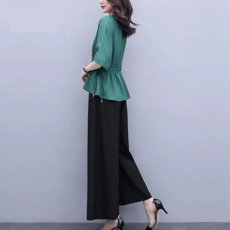 Женский шифоновый костюм Новинка лета 2022 топ с коротким рукавом для отдыха