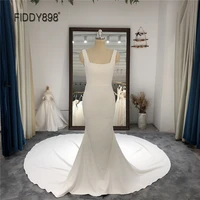 graceful mermaid wedding dress 2021 new princess square neck backless satin bride gown long dresses for women party wedding