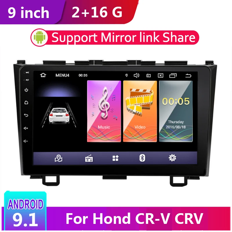 Автомагнитола 2 Din с Android 9 1 мультимедийный аудио плеер 2din дюймов Wi Fi Bluetooth для Honda CRV