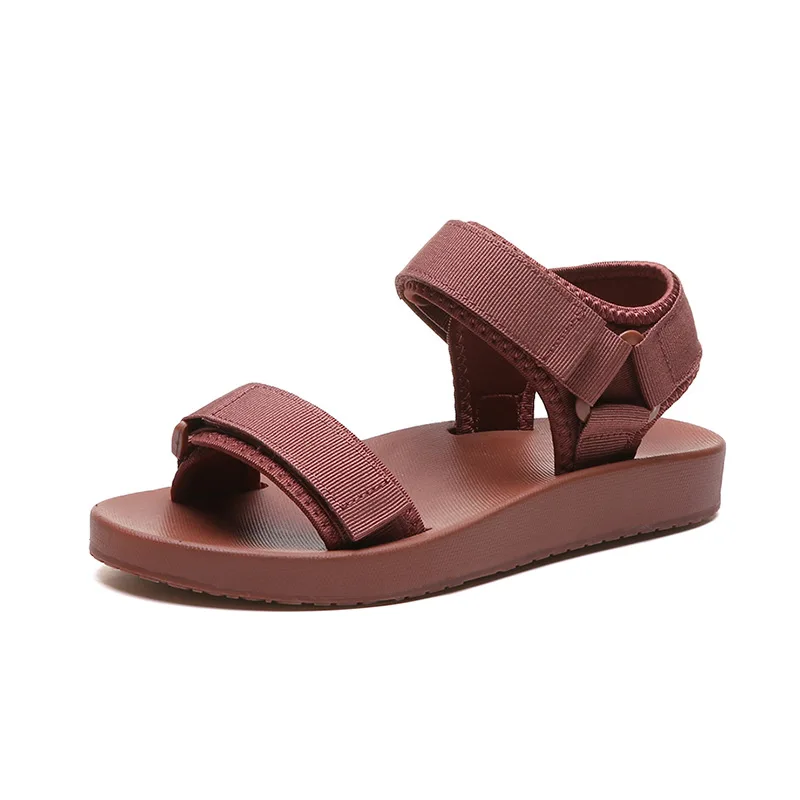 Женские летние сандалии на платформе однотонные липучке Корейская версия