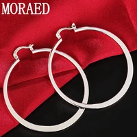 hot sale 925 sterling silver fashion simple flat round circle hoop earrings for woman wedding party jewelry gift
