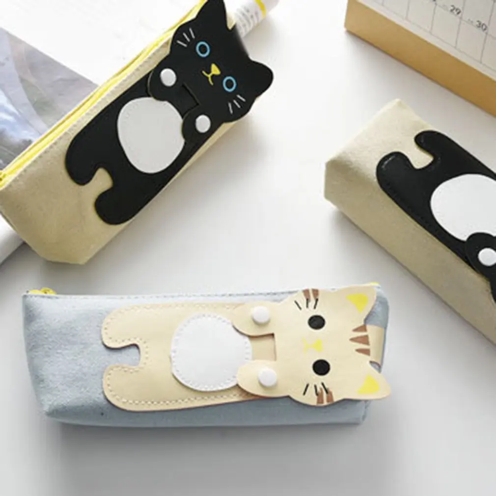 

Kawaii Cats Pencil Case Student Stationery Pencils Bag Cute Creative Canvas Pen Storage Box Kids Gift School Supplies