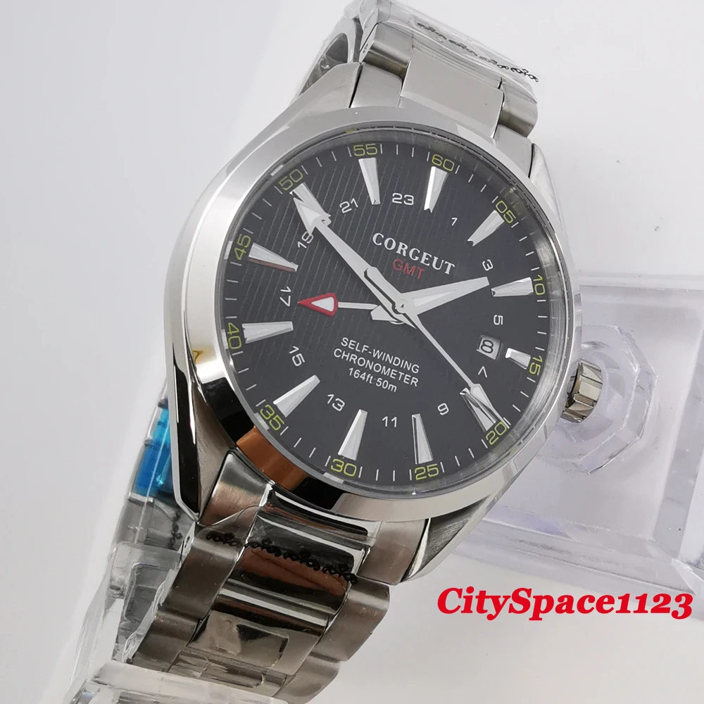 41 мм черный циферблат из нержавеющей стали GMT автоматический ход Мужские t