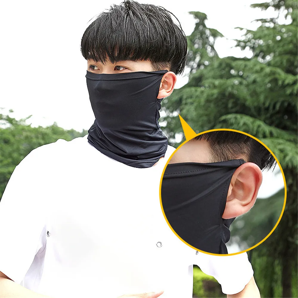 

Cycling Hanging Ears Half Skin Cool Ice Silk Breathable UV Protection Sports Headwear Bike Face Towel Face Mask Motorcycle