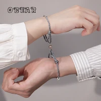 obear 925 sterling silver whale adjustable bracelet women men friendship rope braided distance attracting each other jewelry