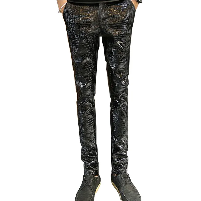 

MORUANCLE Mens Faux Leather Pants PU Motorcycle Ridding Suede Trousers Slim Fit Biker Leather Joggers For Male Size 28-36