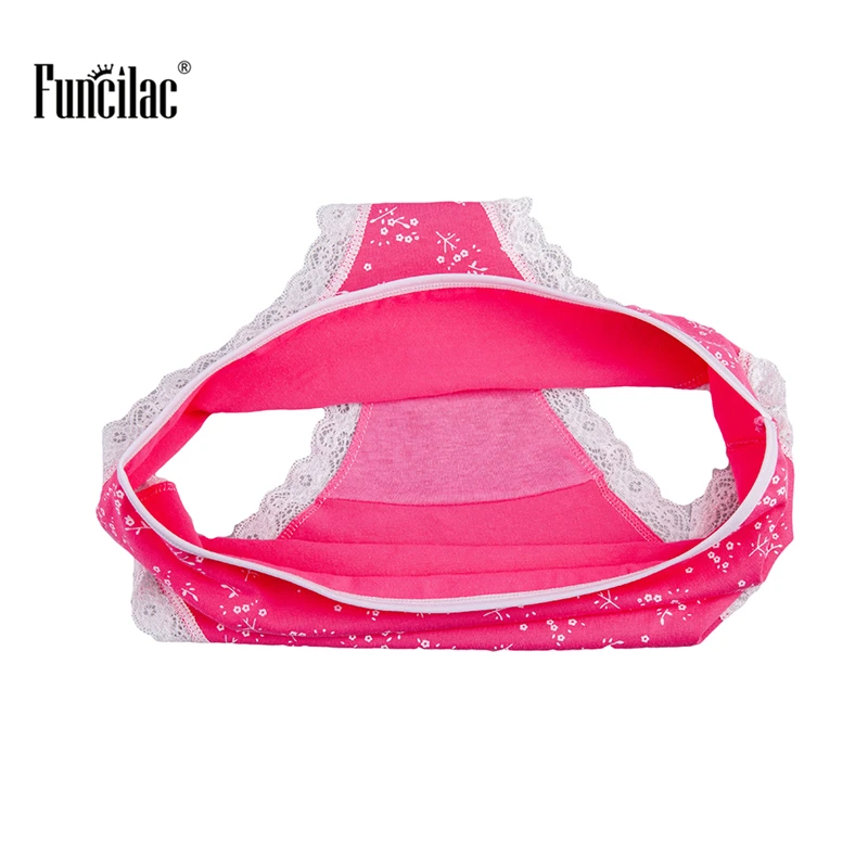 Женские кружевные трусы FUNCILAC хлопковые с принтом 5 шт./лот большие