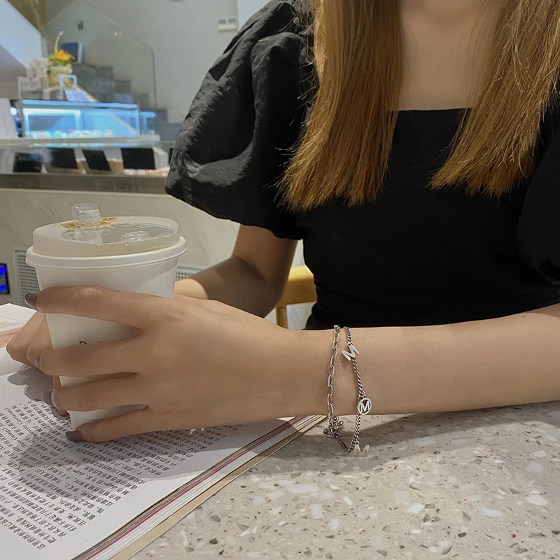 Винтажный Браслет Kinel серебро 925 пробы двухслойный браслет с буквами изящные