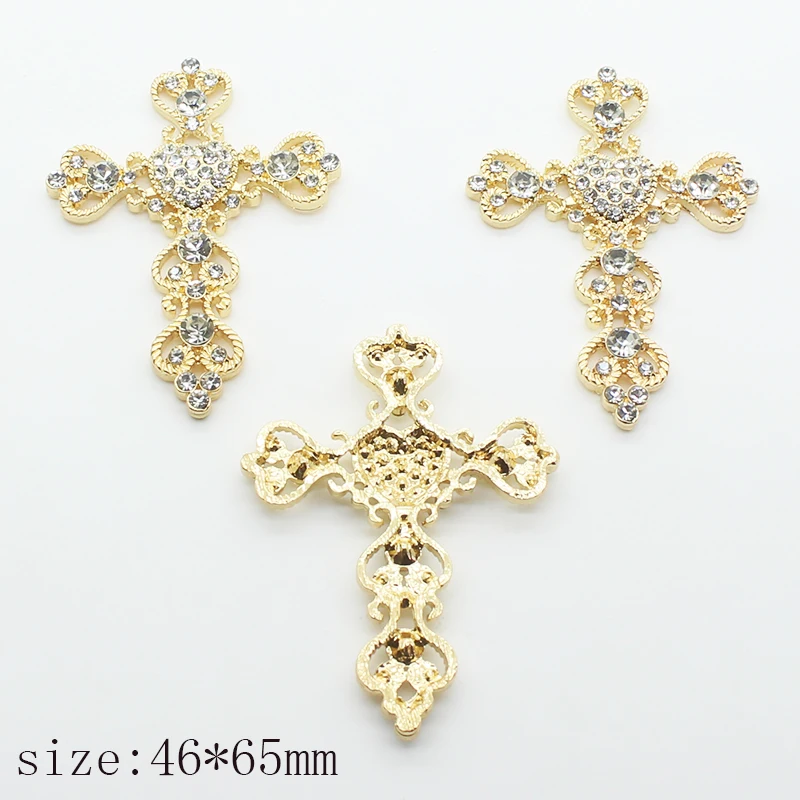 2 шт./лот 60*48 мм крестообразная подвеска металлические стразы серебряные