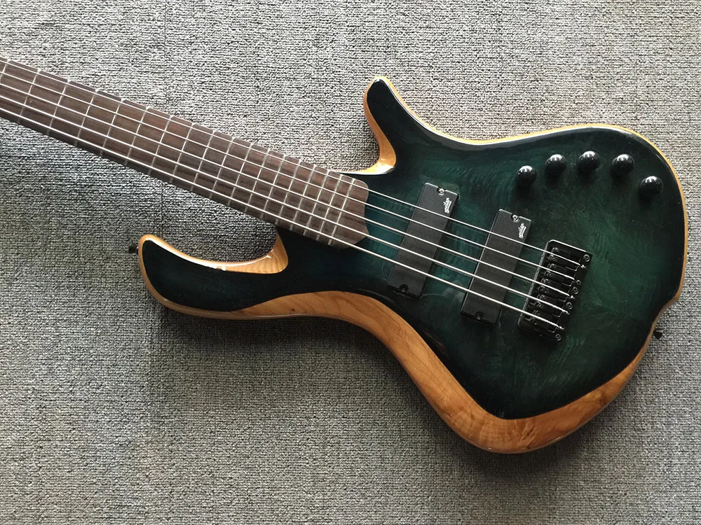 Шелли Нью Стор Кастом Темно-Зеленое Тело 5 Струнный Электро Бас Гитара Болты На Грифе Из Кленового Дерева Соединение CM Магазин Музыкальных Инструментов.