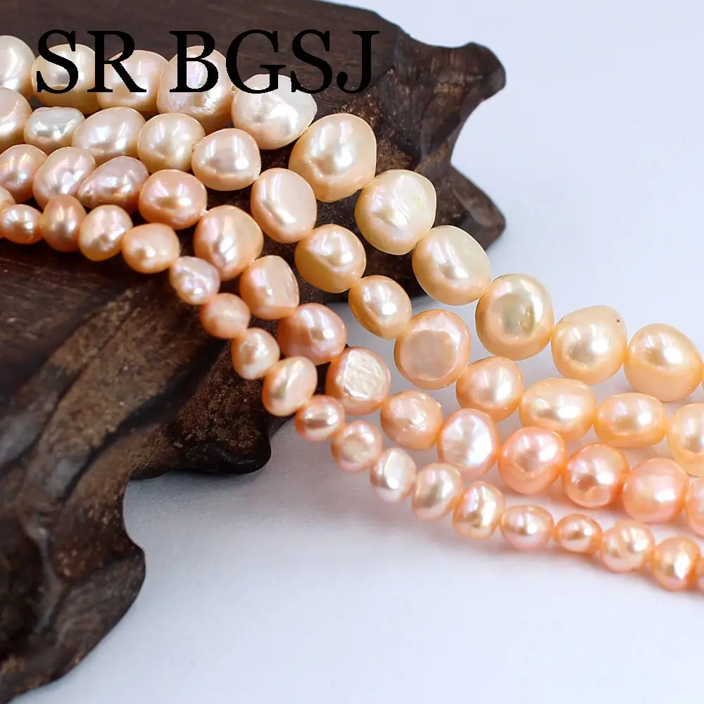 

Free Shipping 4-5mm 6-7mm 7-8mm 8-9mm Pink Natural Freshwater BAROQUE Pearl Loose Handwork DIY Jewelry Beads 14"