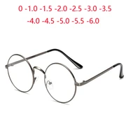 women men round nearsighted glasses with degree metal student myopia eyeglasses unisex prescription eyewear 0 0 5 1 0 to 6 0