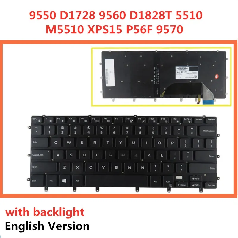 

Клавиатура для ноутбука с английской раскладкой для Dell 9550 D1728 15-9560 7558 15-7568 XPS15R-9550R-1728S 1828S