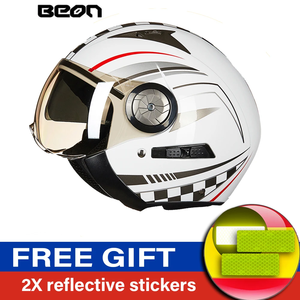 

Moto Casco 3/4 Double Visor Racing Helmets Motorcycle Half Helmets Men's Woman Motorbike Vintage Retro Biker Scooter Helmet