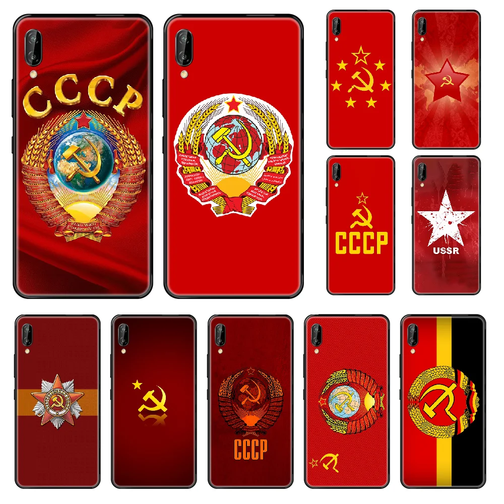 Чехол для телефона с флагом СССР Советским Союзом Huawei Honor Mate 5 6 7 8 9 10 20 A C X Lite черный