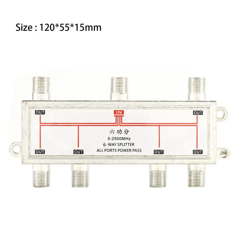 

6 Way Satellite Antenna Cable TV Signal Splitter Distributor For SATV/CATV 5-2400MHz Satellite Receiver For SATV/CATV
