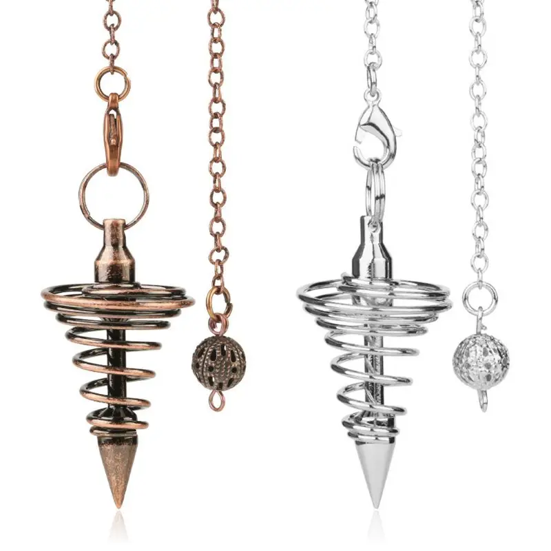 Металлический маятник Dowsing гадания Dower Reiki Исцеление Маятник цепь спиральная