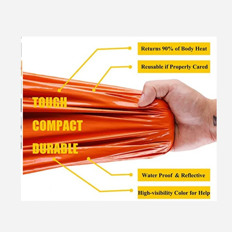 2-Pack аварийное одеяло термо водонепроницаемый спасательный спальный мешок для