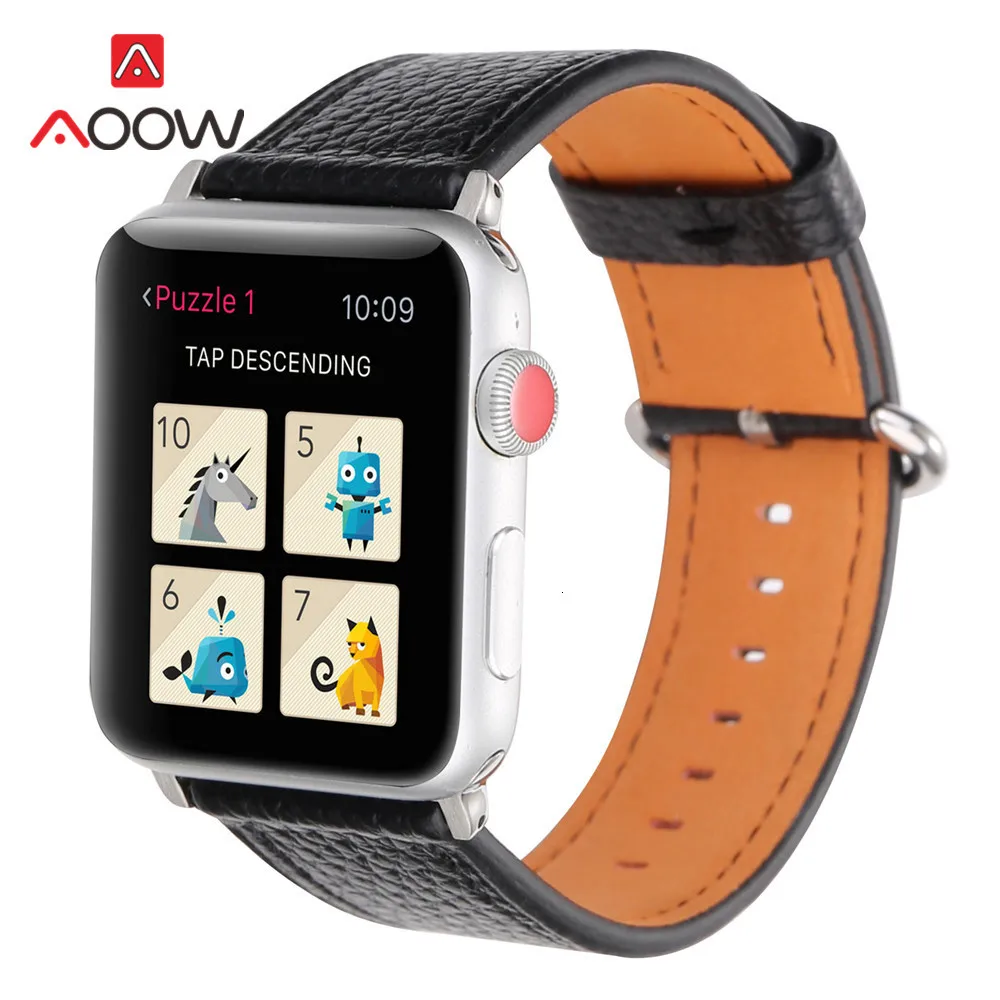 Ремешок из натуральной кожи для Apple Watch 38 42 мм 40 44 мм модный простой Желтый Сменный браслет ремешок для iwatch 123 4