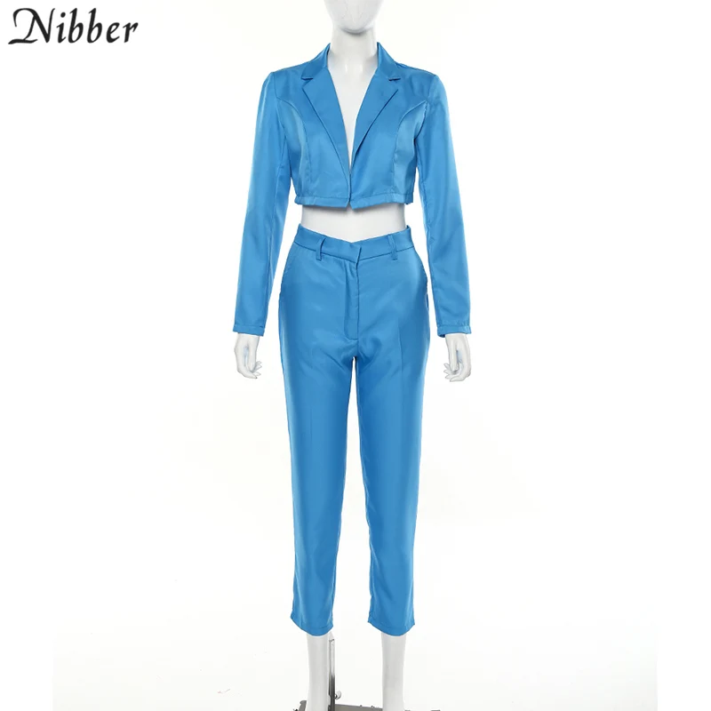 only sets Nibber, неоновый цвет, тонкое пальто, кардиган, pantalon femme, 2 предмета, костюмы для женщин,, осень, зима, для офиса, для девушек, уличный повседневный комплект - Цвет: only sets