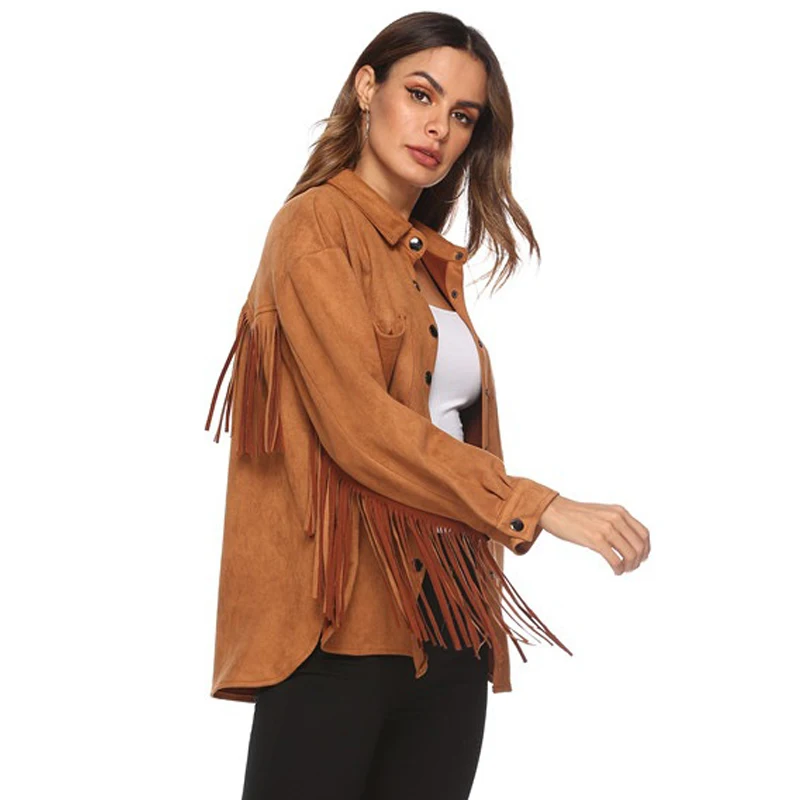 Ellacey/Осенняя куртка с кисточками в стиле панк женская модная Свободная