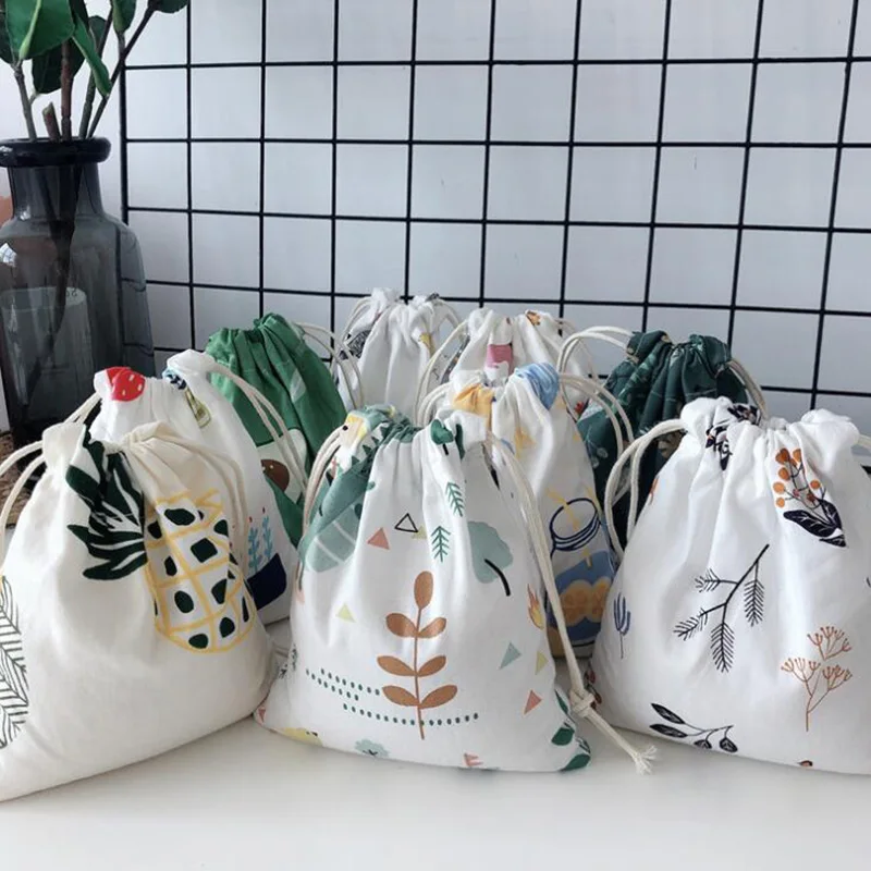 Хлопковые пакеты для покупок с двойным шнурком многоразовые льняные Подарочные