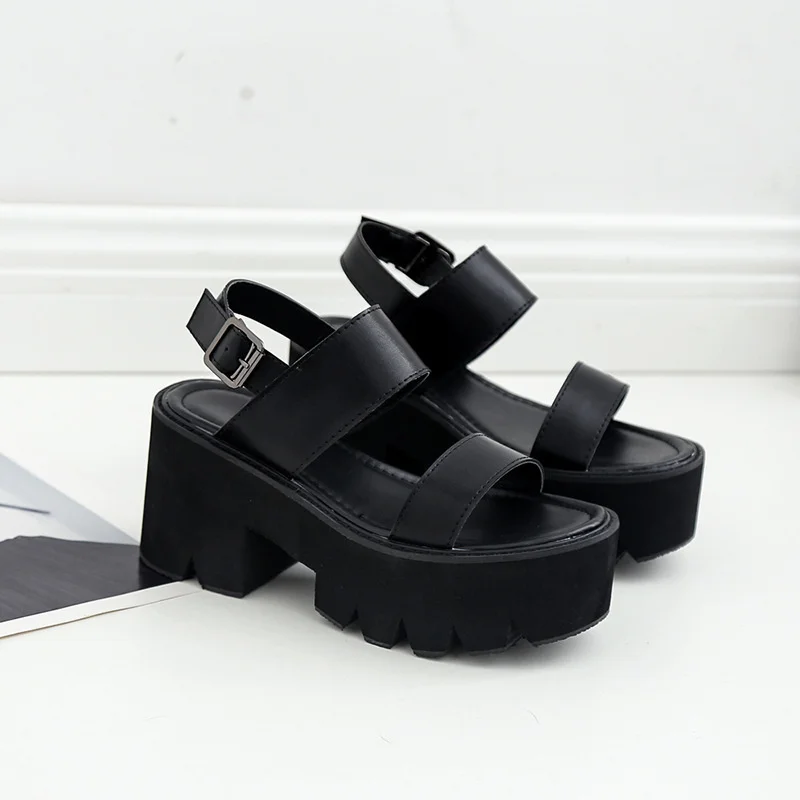 

Summer thick heel thick bottom muffin women's sandals soft girl waterproof platform hollow student shoes