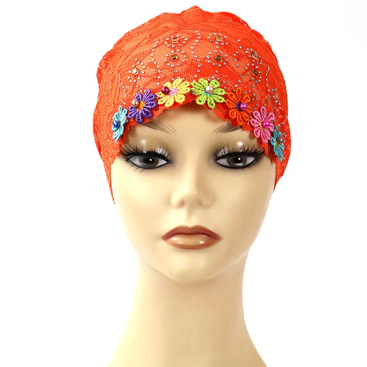 Новый летний кружевной головной убор с цветами для женщин мусульманский