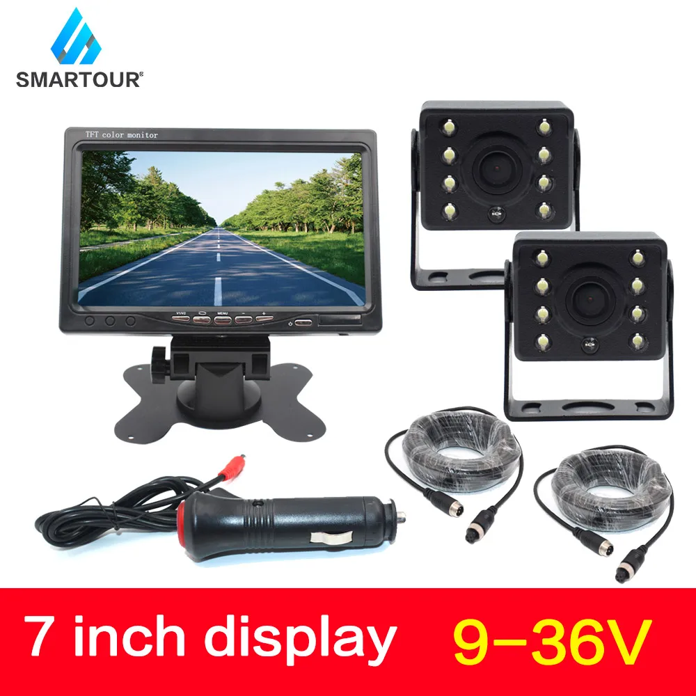 Проводной автомобильный монитор SMARTOUR 7-дюймовый TFT заднего вида ночное видение 8